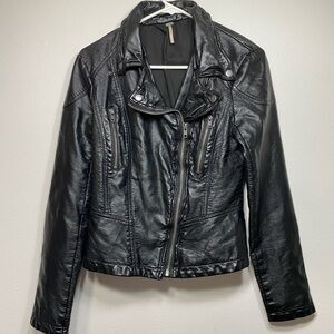 Free People Vegan Leather Moto Jacket Size 6